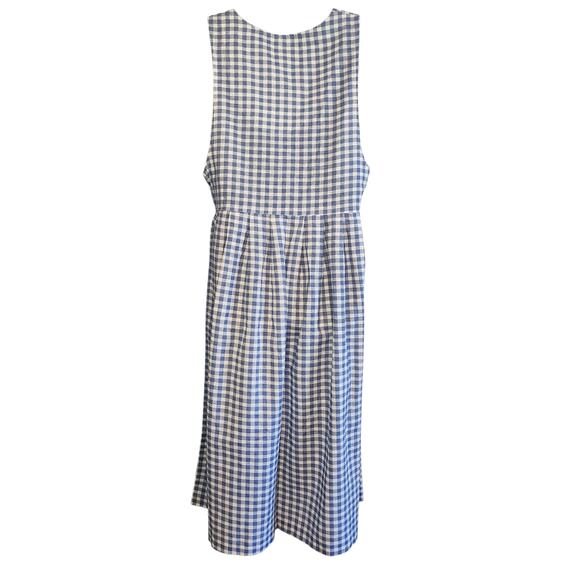 VINTAGE Bryn Connelly jumper dress white light blue gingham size 10 - Picture 2 of 7